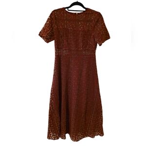 ERIN BY ERIN FETHERSTON "Nora" Short Sleeve Lace Illusion Dress - Size 8